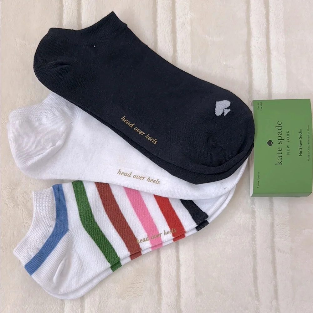 Kate Spade Women's Multicolor Ankle No Show Socks 3 pairs One Size